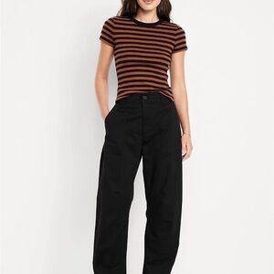 NWOT Old Navy Black Twill Barrel Pants